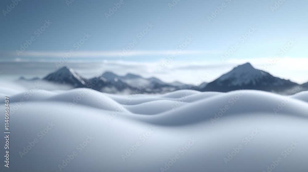 Poster The snow is piled up in a wave-like pattern, creating a sense of movement