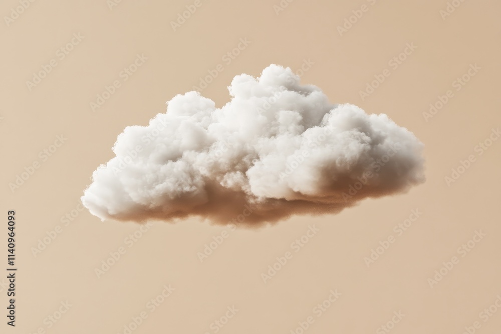 Poster this image showcases a puffy white cloud enveloped in warm tones against a beige backdrop, creating 