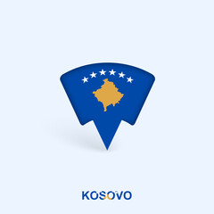 Kosovo Flag Map Pointer Design with Shadow.
