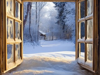 Winter Wonderland Viewed Through a Frosty Window