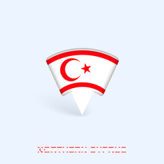 Obraz premium Northern Cyprus Flag Map Pointer Design with Shadow.