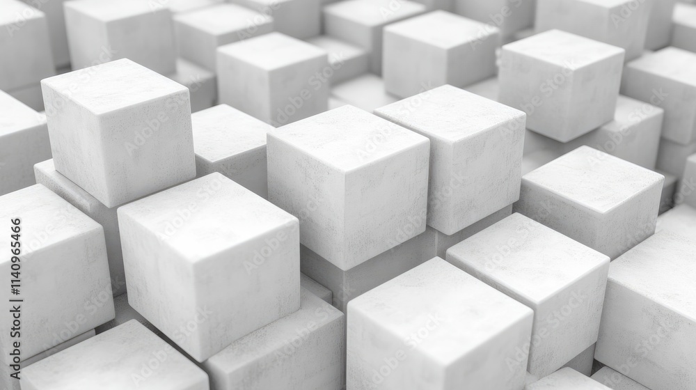 Poster geometric 3d cubes arranged in a bold abstract design.