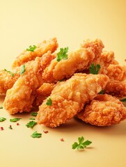 Japanese food chicken fried Tempura chicken background , Poster design, realistic, HD, copy space