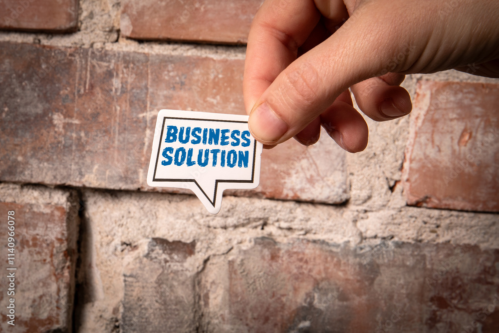 Canvas Prints business solution. speech bubble with text on red brick background