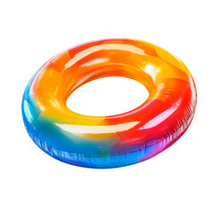 Colorful inflatable swim ring for summer beach and pool fun, featuring bright multicolor design.