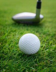 Golfball auf dem Gr&uuml;n: Nahaufnahme kurz vorm Einlochen