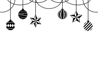 フラットクリスマスボール＆スターオーナメントフレームA：黒