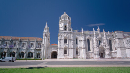 Fototapeta premium The Jeronimos Monastery or Hieronymites Monastery is located in Lisbon, Portugal timelapse hyperlapse