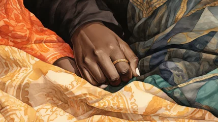 Fotobehang Warm Illustration of Hands Holding a Heritage Quilt © Creative Valley