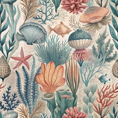 Illustration of a vibrant coral reef with diverse marine life in an underwater ecosystem
