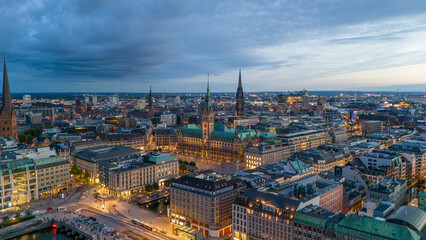Panorama View over the inner City of Hamburg 