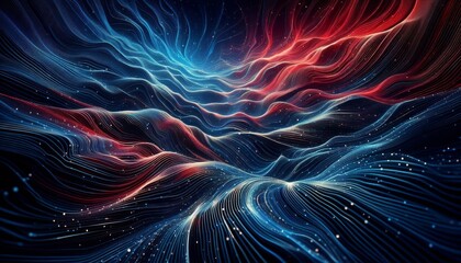 Abstract dark blue and red gradient futuristic background with stripes and lines