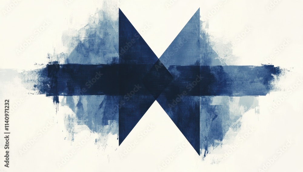 Poster graphic with a blue and white background, featuring two simple lines on the left side the left line 