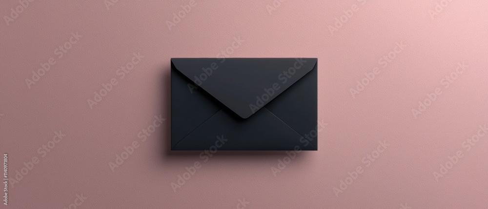 Aufkleber minimalistic illustration of a black envelope on a pink background. the envelope is in the center of