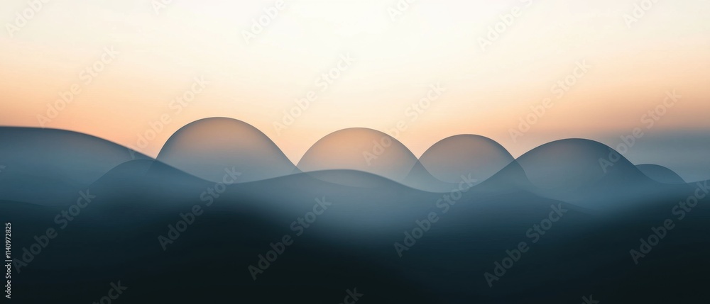 Poster abstract landscape with a gradient effect. the background is a gradient of orange and blue, with the