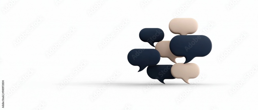 Aufkleber 3d rendering of a group of speech bubbles arranged in a pyramid-like structure. the speech bubbles a