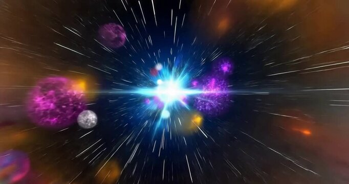 Ultra HD Space Flight Through Vibrant Red and Teal Nebulae, Flying through space, flying through galaxy, (part 2 of 5) Seamless transition through all parts
