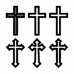 Obraz premium Christian cross set with different designs in black outline