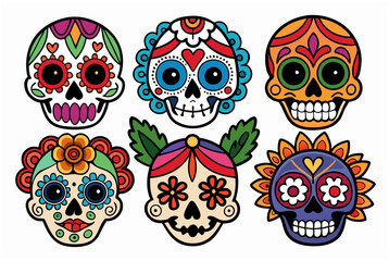 Colorful sugar skulls celebrating Day of the Dead tradition