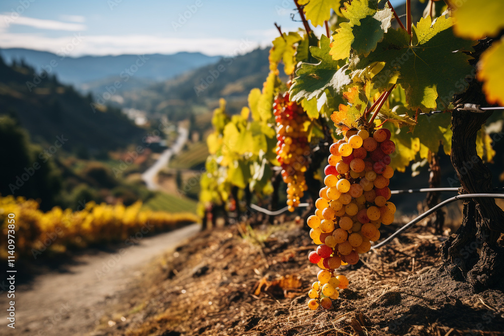 Wall mural Highlights various landscapes found in California's valleys, including picturesque golden fields, vineyards, and breathtaking scenery that make this state so renowned