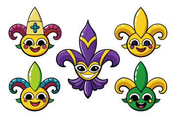 Colorful Mardi Gras masks in playful designs for festive celebrations
