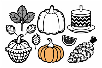 Thanksgiving decoration set with pumpkins, leaves, and candles