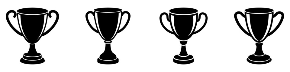 Set of vector icons representing trophy cups, symbolizing success, achievement, and winning