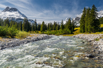 Fluss Lech, Lechquellengebirge, Vorarlberg, Österreich