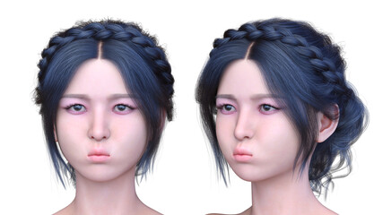 Obraz premium 女性の顔アップ 3DCGレンダリング
