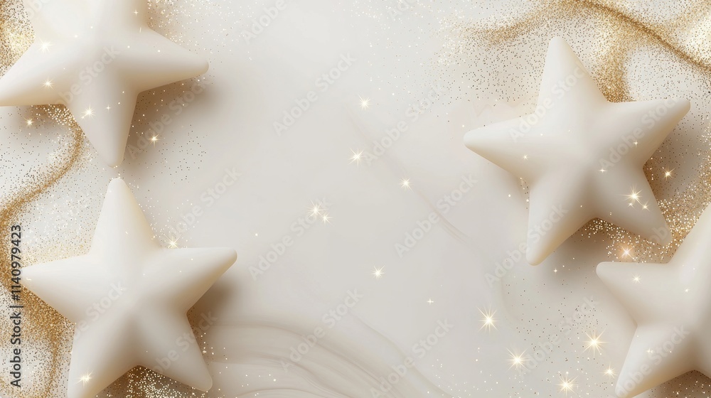 Poster abstract background with five white stars scattered across it. the stars are of different sizes and 