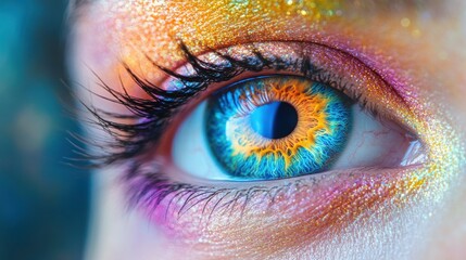 Obraz premium Artistic depiction of an eye with vibrant colors, illustrating focus and clarity through imaginative design