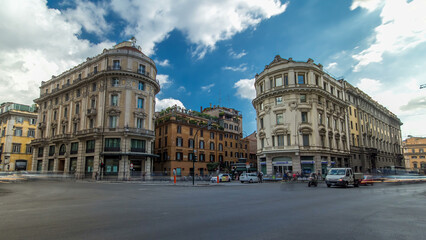 Urban scene timelapse hyperlapse in Rome Italy.
