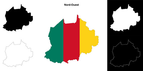 Nord-Ouest region outline map set