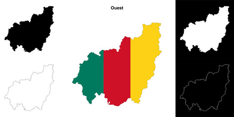 Obraz premium Ouest region outline map set