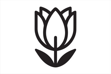 A Tulip Vector Black Silhouette