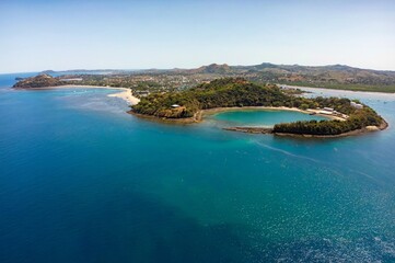 Volcanic crater of Nosy Be island, Crater bay,  Madagascar, Aerial view