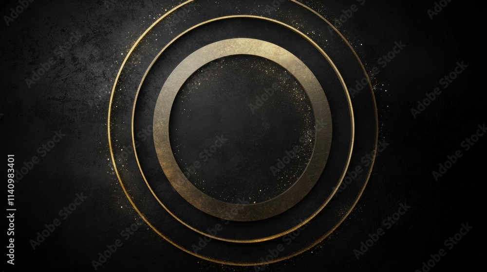Poster black background with a gold circle in the center. the circle is circular in shape and appears to be