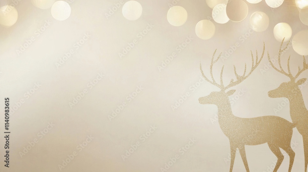Aufkleber digital illustration of two reindeer standing side by side. the background is a light beige color wi