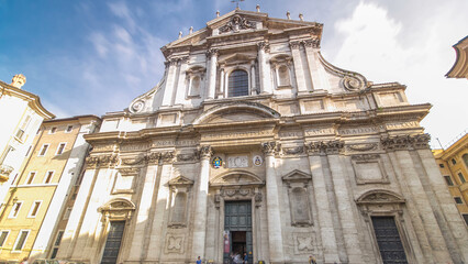 The baroque Church of Saint Ignatius of Loyola at Campus Martius timelapse hyperlapse in Rome, Italy