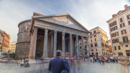 Fototapeta premium Tourists visit the Pantheon timelapse hyperlapse at Rome, Italy.