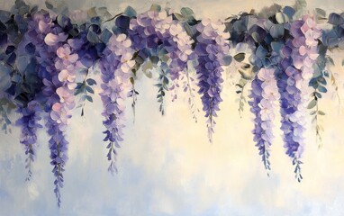 Obraz premium Beautiful purple wisteria painting with soft background and intricate details