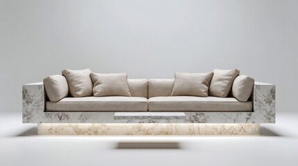 Modern living room with white sofa and indoor plants offering a serene ambiance