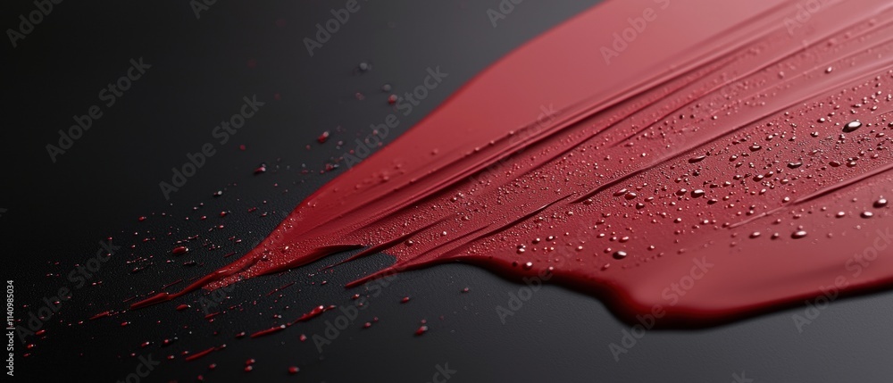 Poster close-up of a red liquid dripping down a black surface. the liquid appears to be dripping down the r