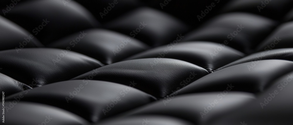 Poster close-up of a black leather texture. the texture appears to be smooth and shiny, with a diamond patt