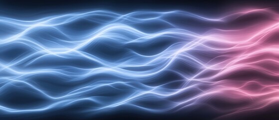 Obraz premium Abstract digital art piece with a dark background. it features a wave-like pattern of light blue and pink lines that create a sense of movement and energy.