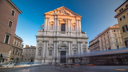 Fototapeta premium Sant Andrea Della Valle church timelapse hyperlapse in Rome
