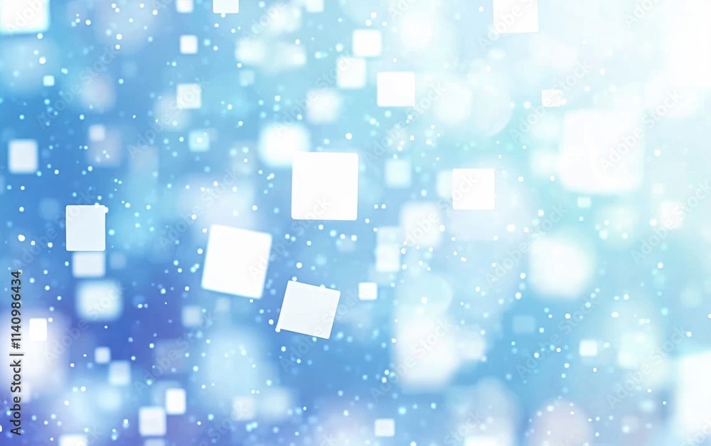 Poster blue background with white squares and light effect digital technology concept abstract blue digital