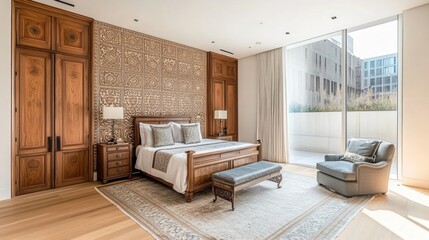 Luxurious Modern Bedroom with City View