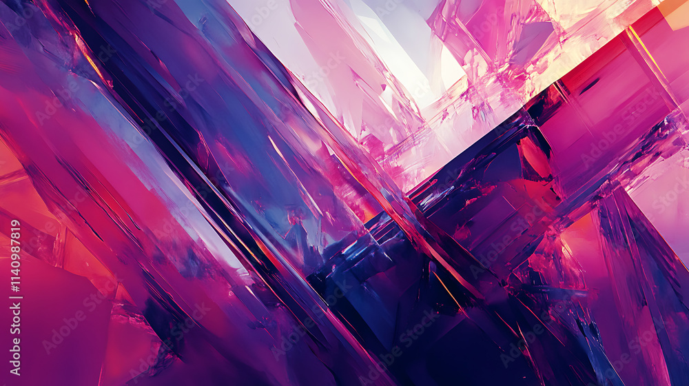 Poster vibrant abstract artwork showcasing geometric patterns and dynamic brushwork, capturing the essence 