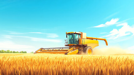 Obraz premium Illustration of vibrant orange train arriving at a modern urban station during daytime